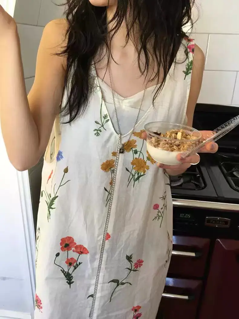 러블리 플라워 패턴 루즈핏 민소매 투피스 원피스 상세 이미지 22