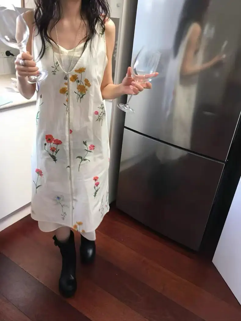 러블리 플라워 패턴 루즈핏 민소매 투피스 원피스 상세 이미지 28