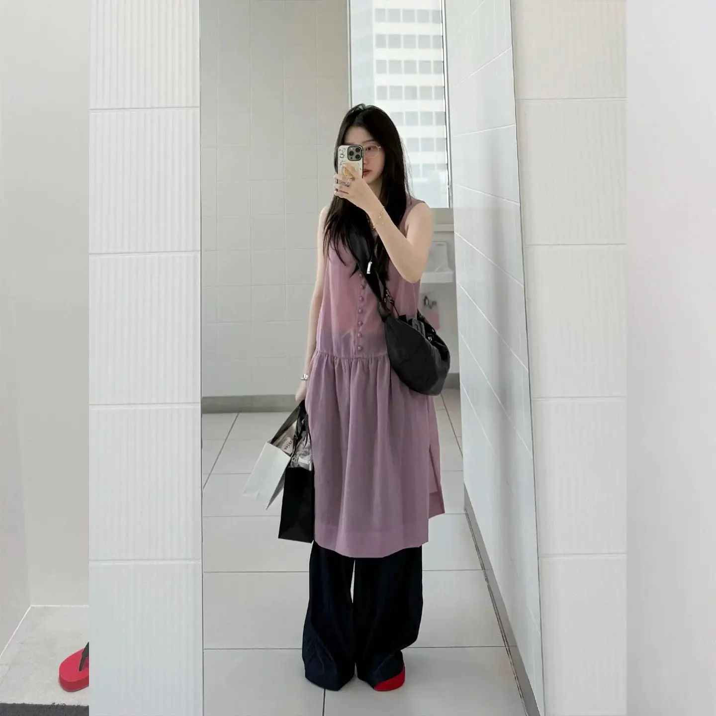 스퀘어 넥 러블리 슬리브리스 원피스 상세 이미지 8