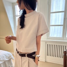 批发chic韩国东大门26<b class='q'>春</b>夏新款纯色百搭宽松小高领短袖T恤女