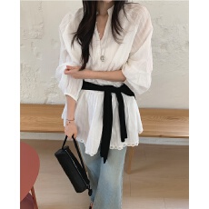 批发chic韩国东大门法式<b class='q'>田园</b>风蕾丝花边泡泡袖白色<b class='q'>连衣裙</b>衬衫