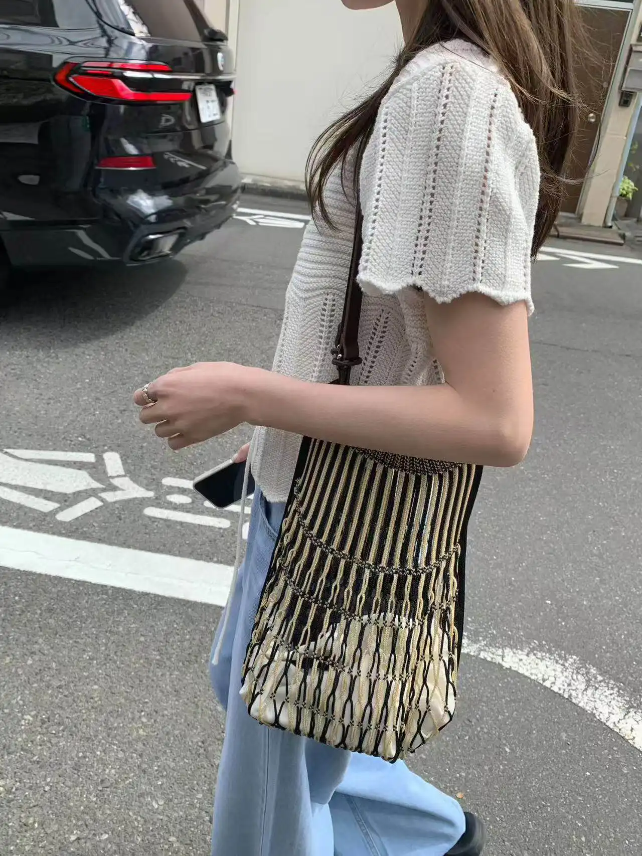 프렌치 스타일 단추 레이스 반소매 라운드넥 가디건 상세 이미지 4