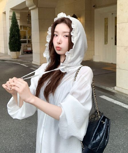 한 부서 레이스 조각 여성 셔츠 여름 루즈핏 얇은 스타일 후드 자외선 차단 셔츠 빅 사이즈 맨위 재킷