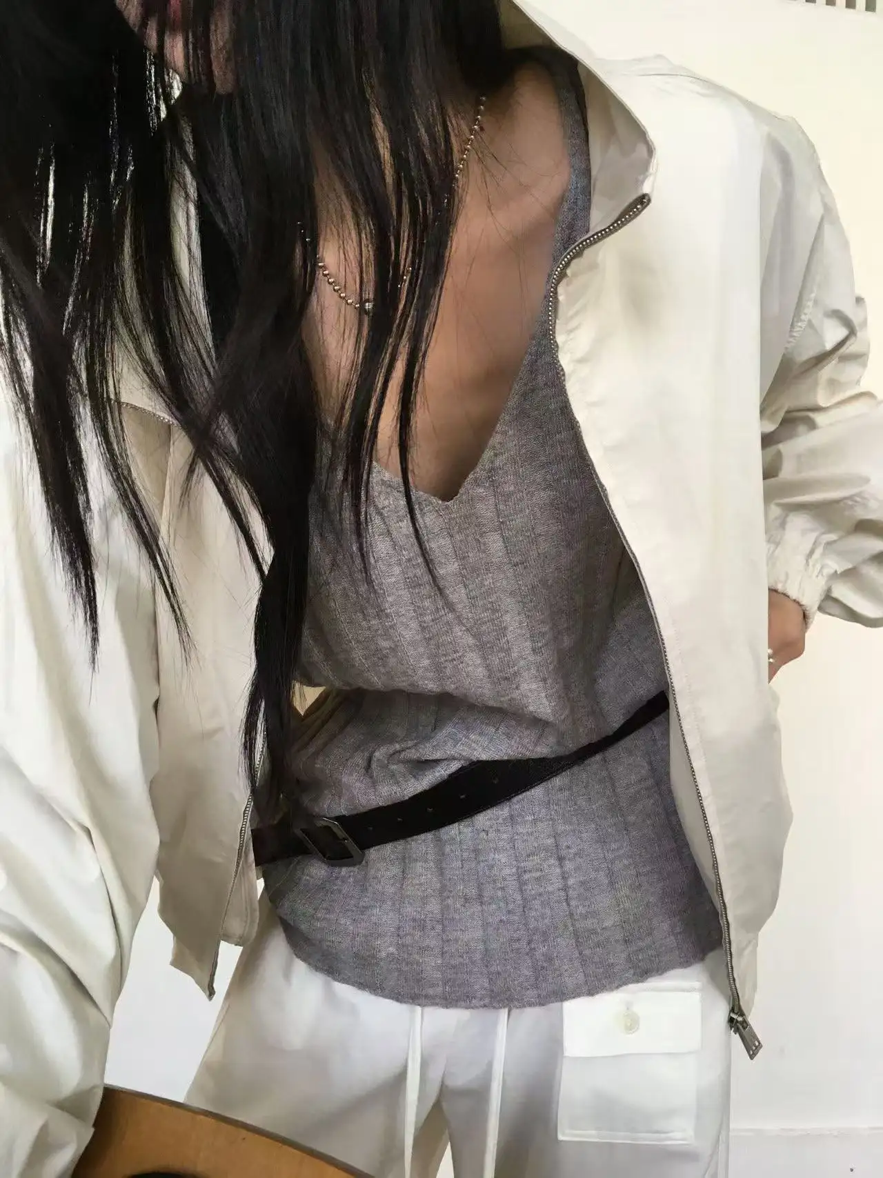 잡색 라인 V넥 니트 (4color) 상세 이미지 18