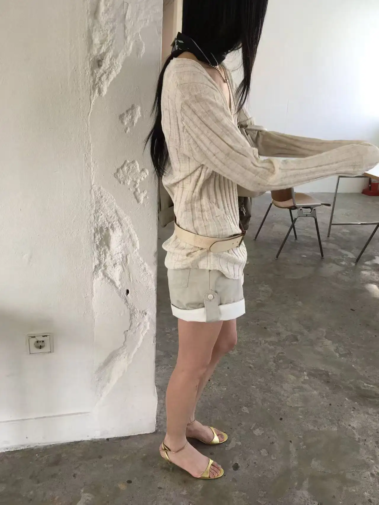 잡색 라인 V넥 니트 (4color) 상세 이미지 23