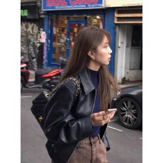 批发有货/韩国东大门皮衣女短款复古美式高级感机车服皮夹克外套秋<b class='q'>冬</b>