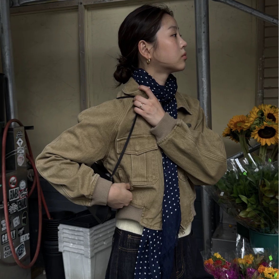 BY35720# 韩国秋季复古百搭拉链飞行员夹克外套女 服裝批發女裝批發服飾貨源