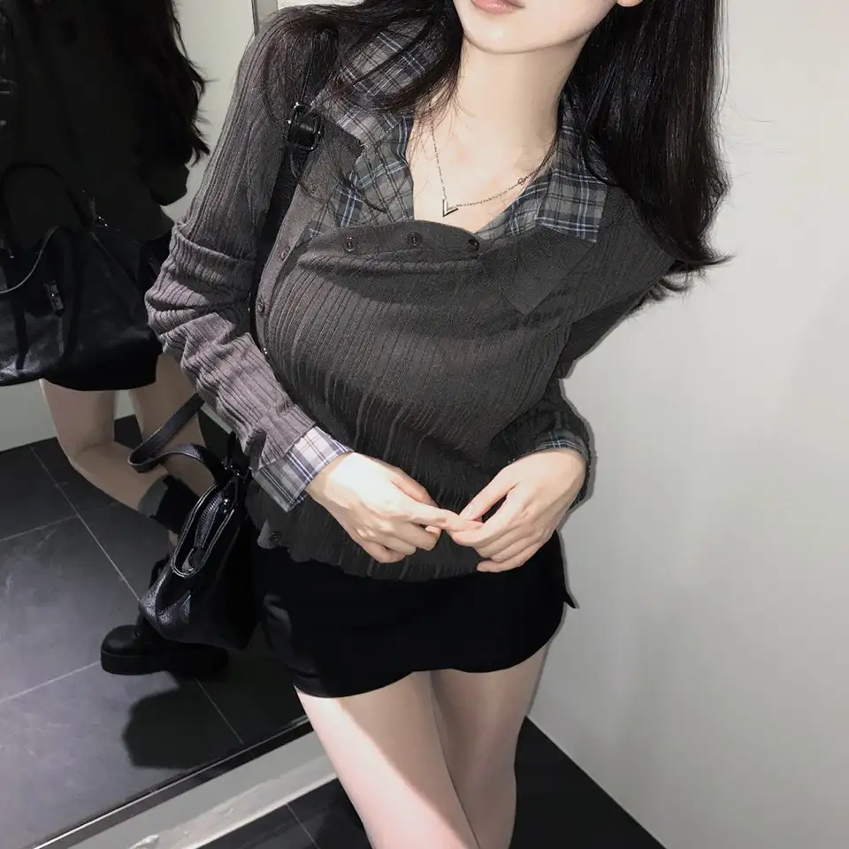 폴드 칼라 긴소매 니트 (5color) 상세 이미지 3