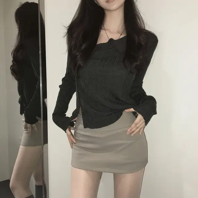 폴드 칼라 긴소매 니트 (5color) 상세 이미지 13