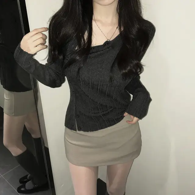 폴드 칼라 긴소매 니트 (5color) 상세 이미지 17