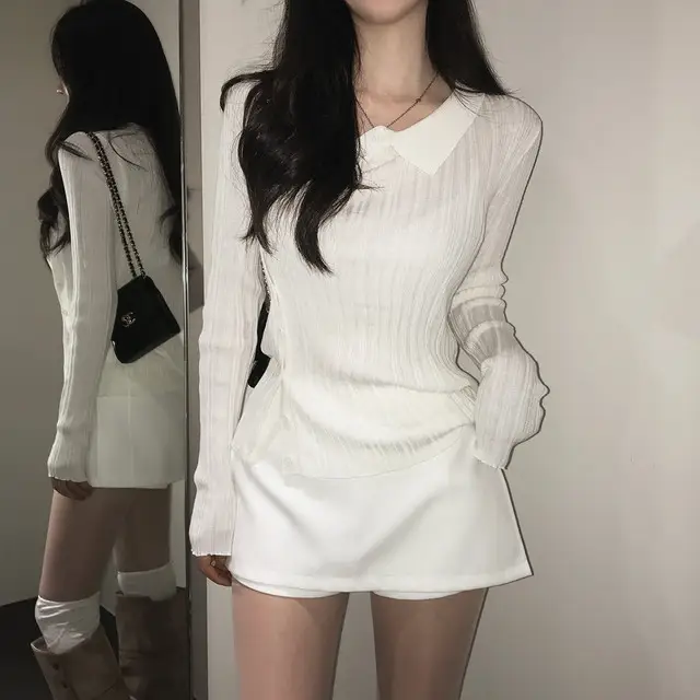 폴드 칼라 긴소매 니트 (5color) 상세 이미지 38