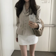 批发高智感气质皮衣外套女2026新款<b class='q'>修身</b>短款显瘦西装领小香上衣