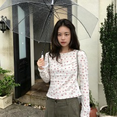 批发有货<b class='q'>甜美</b>少女 2026秋 清纯风花朵长袖T恤圆领套头上衣