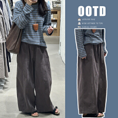 批发现  <b class='q'>孕妇</b><b class='q'>条纹</b>卫衣松弛感深灰色阔腿套装弯刀裤子女大码套装