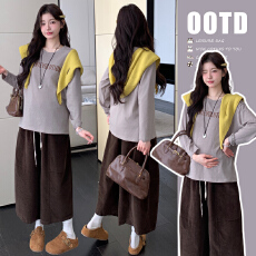 批发实拍韩系孕妇宽松<b class='q'>字母</b>长袖<b class='q'>T</b><b class='q'>恤</b>女春季显瘦休闲上衣孕妇<b class='q'>裤</b>裙套<b class='q'>装</b>