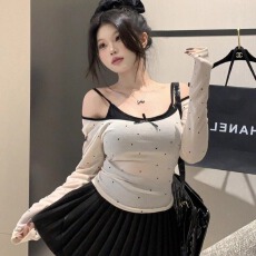 批发性感露肩<b class='q'>打底</b>t恤女吊带背心套装