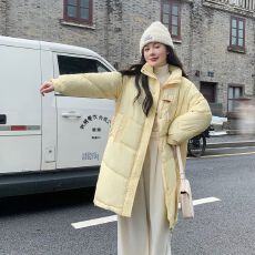 批发实拍韩版羽绒服女短款中长款2024年闺蜜装牛角扣棉服<b class='q'>外套</b>