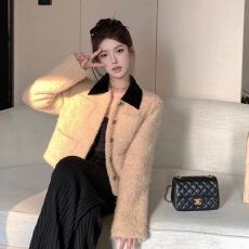 批发网红宽松外套小香<b class='q'>内胆</b>外套女2025秋冬季加厚保暖撞色翻领上衣服女