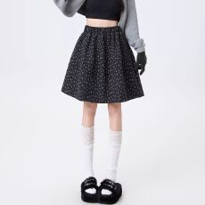 批发2026秋<b class='q'>冬</b>新款复古通勤高腰A字半身裙女花苞显瘦时尚碎花短裙女潮