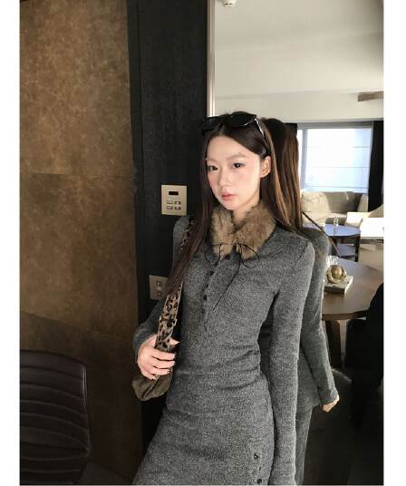 2026 벨트 목도리 인사이드 가져 가라. 기본 셔츠 여성 잘 생긴 긴팔 티셔츠 중간 길이 회색 몸매 가꾸기 맨위 여성