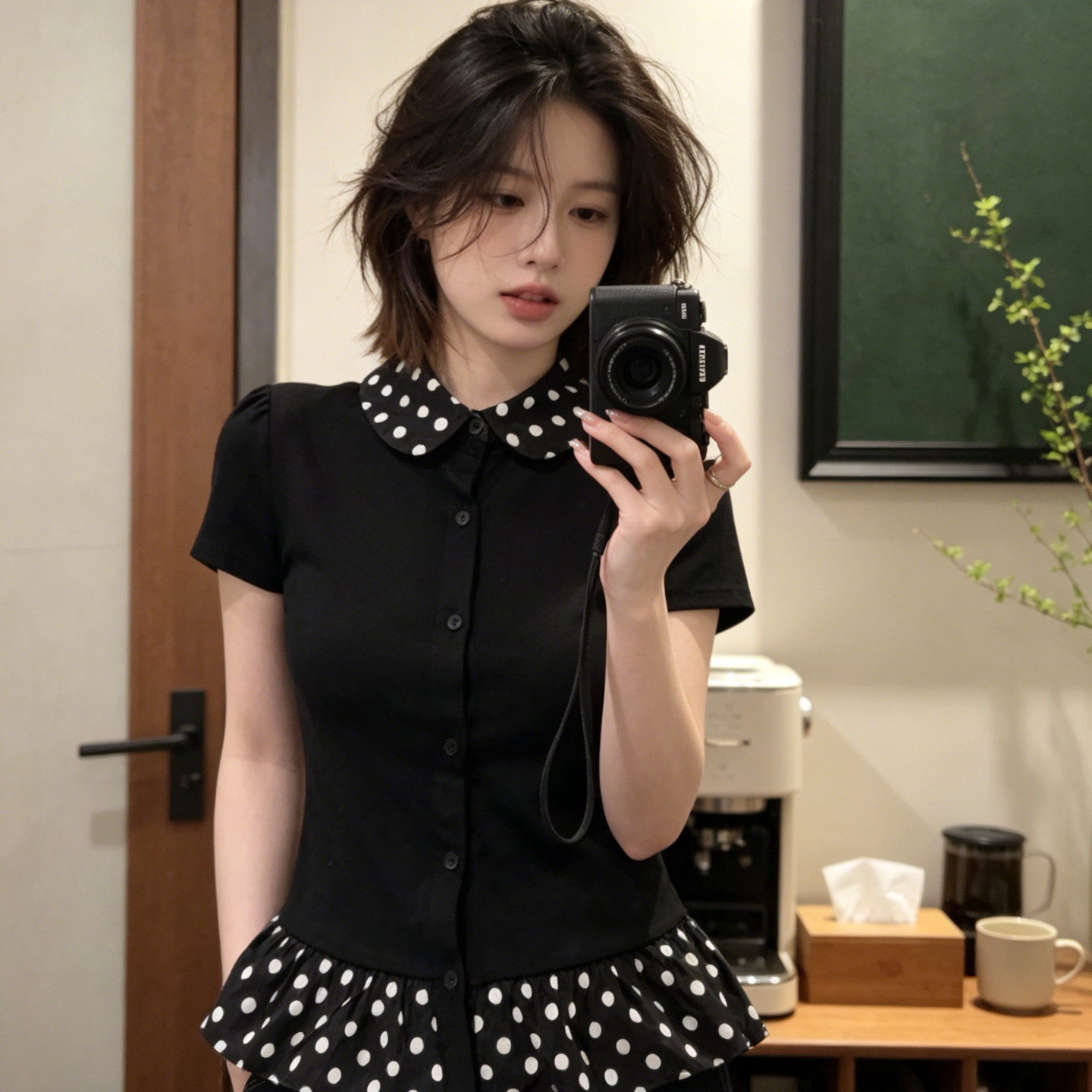 2026 새로운 맨위 빅 사이즈 여름 패치워크 폴로 칼라 몸매 가꾸기 티셔츠 여성 의류