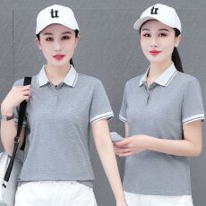 批发2026polo领纯棉短袖女士夏季薄款t恤休闲宽松定制工作服