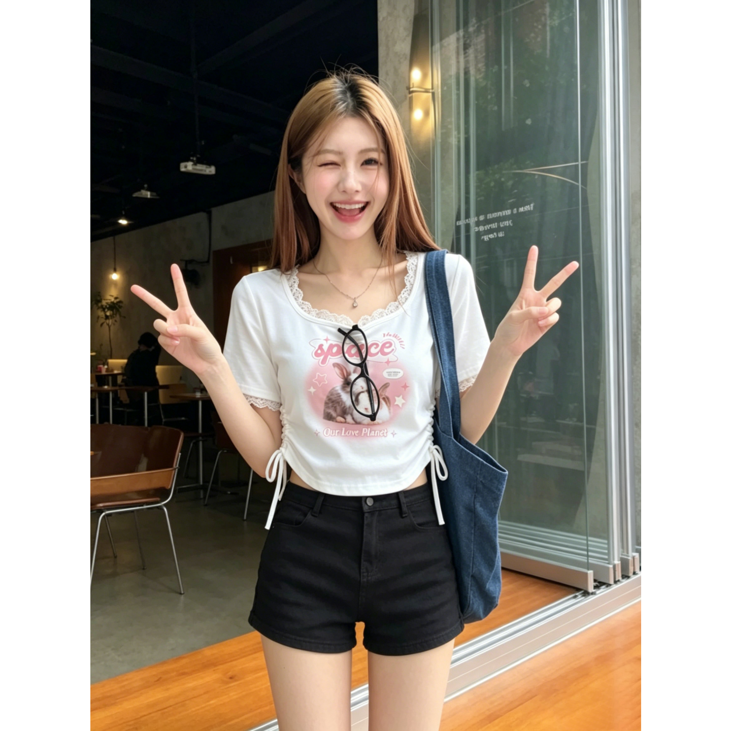2026 한 부서 달콤한 매운맛 레이스 조각 몸매 가꾸기 반팔 맨위