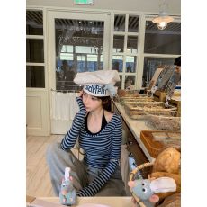 2026撞色条纹长袖T恤女秋季韩版修身上衣挂脖胸垫吊带两件套