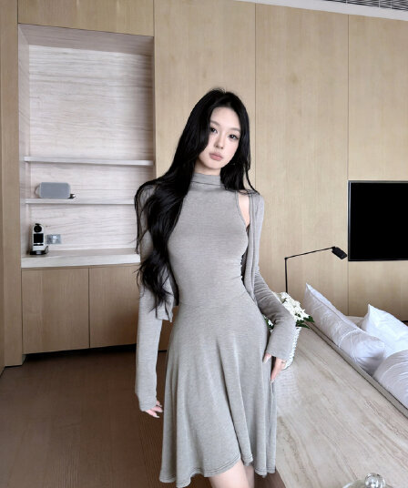 2026 사람들 면 편안함 다용도 오픈 가디건 맨위 몸매 가꾸기 순수한 욕망 조끼 점프 슈트 치마 세트 여성 가을 착용 가져 가라.