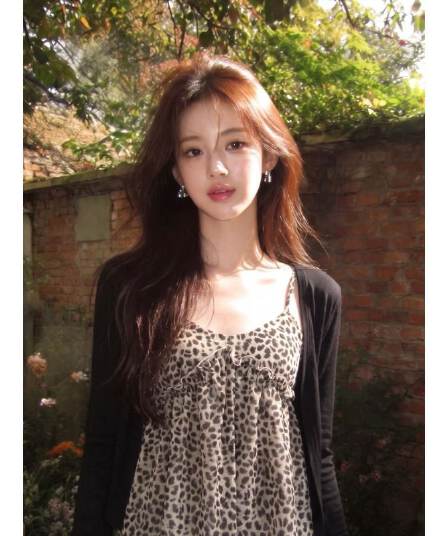 2026 레오파드 무늬 캐미솔 여름 핫걸 튜브탑 맨위 자외선 차단 오픈 가디건 외부 가져 가라. 투피스 세트