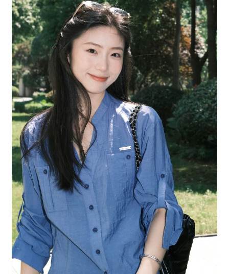 2026 고급 센스 톰 글 래 원인 블루 셔츠 여성 긴 소매 봄 여름 루즈핏 슬림해 보이는 셔츠 재킷