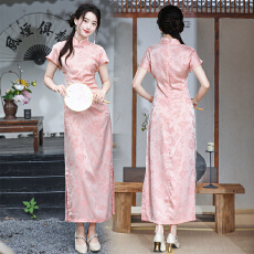 批发新中式碎花改良旗袍女夏开春绝美小个子国风连衣裙