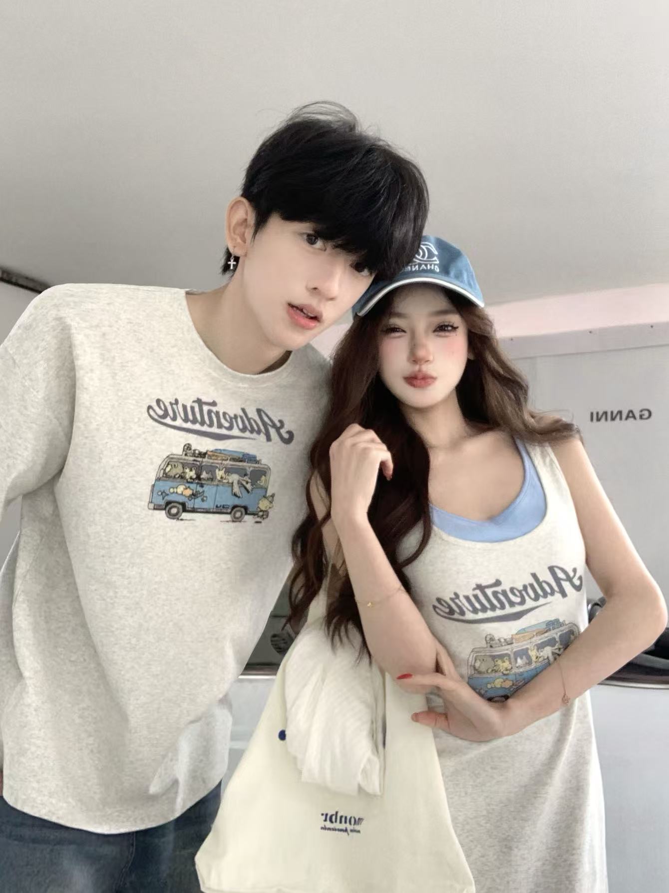 실사 한 부서 캐주얼 조끼 슬립 여성 드레스 여름 연령 감소 허리 수축 슬림해 보이는 페이크 레이어드 롱 스커트 커플룩