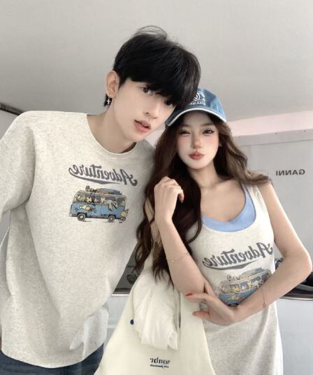 실사 한 부서 캐주얼 조끼 슬립 여성 드레스 여름 연령 감소 허리 수축 슬림해 보이는 페이크 레이어드 롱 스커트 커플룩