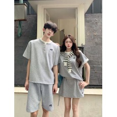 批发实拍休闲运动服套装女夏季学生韩版时尚短袖<b class='q'>短裙</b>两件套情侣装