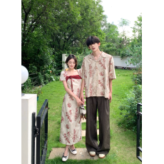 批发实拍新中式国风改良旗袍女订婚结婚敬酒服显瘦连衣裙情侣装