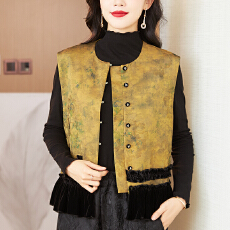 批发实拍 新中式国风马夹女2026年春款立领缎面提花坎肩马甲无袖外套