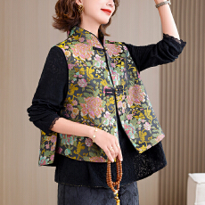 批发实拍 新中式国风提花织锦马甲女2025新款复古中式背心上衣