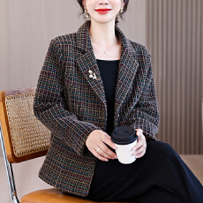 批发实拍香风外套高档秋季新款减龄显瘦上衣气质<b class='q'>妈妈</b>洋气时尚西装格子