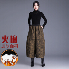 批发实拍 大码显瘦<b class='q'>高腰</b>裤子花苞裤重磅提花面包裤九分百搭阔腿休闲裤