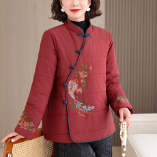 批发实拍妈妈秋冬装羽绒棉洋气2025新款中老年中国风<b class='q'>外套</b>中长款上衣