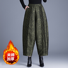批发实拍 国风浮雕提花茧型裤女秋冬新款保暖棉裤宽松休闲九分花苞裤