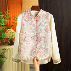 批发新中式国风马甲2026春季新款女装重工提花背心女盘扣宋锦坎肩外套