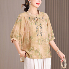 批发实拍 2026刺绣夏季新款麻棉中袖T恤宽松休闲显瘦女装大码<b class='q'>上衣</b>