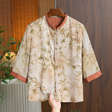 批发<b class='q'>实拍</b> 妈妈夏装七分袖小衫2026新款新中式高贵中老年女夏季休闲<b class='q'>t</b><b class='q'>恤</b>