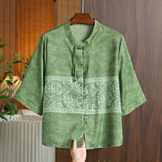 批发实拍 复古<b class='q'>真丝</b>刺绣圆领<b class='q'>衬衫</b>女2026夏薄款宽松显瘦气质开衫上衣