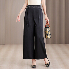 批发实拍 新中式国风2026夏装香云纱复古刺绣<b class='q'>高腰</b>显瘦人丝提花<b class='q'>阔腿裤</b>