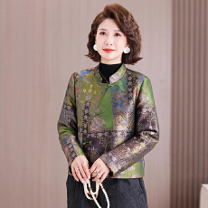批发实拍 <b class='q'>妈妈</b>装秋季新中式织锦缎提花<b class='q'>外套</b>女<b class='q'>中老年</b>女贵夫人短款上装