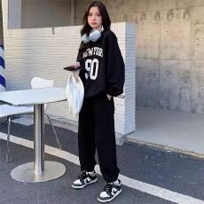 批发薄款加绒卫衣运动服套<b class='q'>装</b>女秋冬季学生<b class='q'>韩版</b>宽休闲两件套ins潮