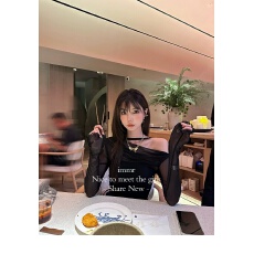 批发<b class='q'>两件套</b>#网纱上衣+裹胸#性感露肩网纱透气长袖t恤衫上衣